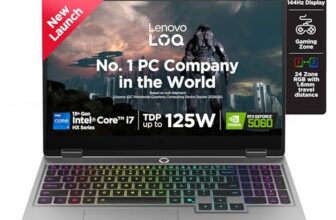Lenovo LOQ Intel Core i7-13650HX | NVIDIA RTX 5060 8GB (16GB RAM/1TB SSD/144Hz Refresh Rate/572 AI TOPS/15.6″ (39.6cm)/Windows 11/Office 2024/Grey/2.4Kg), 83JE01F0IN Gaming Laptop