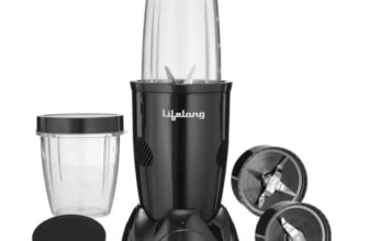 Lifelong Nutri Blender with 2 Jars (500ml & 300ml)| 450W Motor, 3 Speed with Pulse, Dual SS Blades(2-Leaf & 4-Leaf), Dual Lids(Sprinkler & Solid)|Compact Mixer, Juicer & Grinder for Smoothie & Chutney