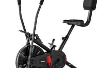 Lifelong Air Bike Exercise Cycle for Home Gym | Dual Action Stationary Cardio Bike for Full Body Workout| Adjustable Cushioned Seat with Backrest |Moving Handles & Anti-Skid Pedals |Max User Weight 125 kg