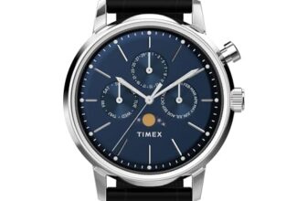TIMEX Marlin Analog Watch for Man with Blue Round Dial & Black Leather Strap Band Water Resistant Men’s Wrist Watches – TW2W51200UJ