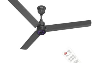 Polycab Wizzy Plus LED 1200mm BLDC Ceiling Fan with Remote |BEE 5 Star Rated, Higher Air Delivery|LED Indicator,Reverse,Boost,Sleep and Breeze Mode,Free Installation |3 Years Warranty (Matt Black)