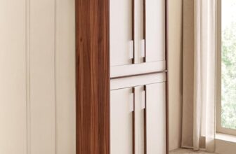 Home Centre | Shoji 4-Door Multipurpose Cabinet with Drawer | Engineered Wood | Brown | 1 Year Warranty