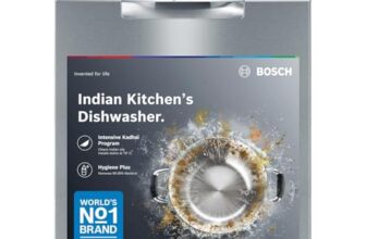 Bosch 15 Place Setting (fits up to 80 utensils) Free-Standing Dishwasher for Indian Utensils | Hygiene+ & Intensive Kadhai Program (SMS46KI03I, Silver Inox, Inbuilt Heater, Removes 99.9% Germs)
