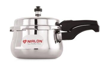 NIRLON Induction and Gas Stove Compatible Outer Lid Belly Triply Stainless Steel Pressure Cooker, 1.5 Liters