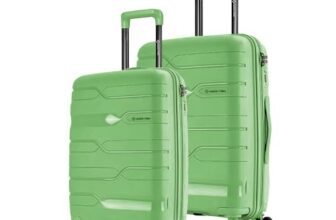 Nasher Miles Paris Hardshell-Sided Polypropylene Luggage Set of 2 Avacado_Green 8 Wheel Inline Trolley Bags (55 & 65 Cm), Large