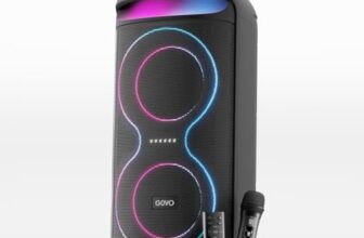 Newly Launched GOVO Goloud 660 with 120W Party Speaker with Wireless Mic, Up to 6 hrs Playtime, TWS Mode, Bluetooth v5.4, AUX Port, & USB (Platinum Black)