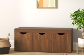 Amazon Brand – Solimo Sauron Engineered Wood 3 Door Shoe Rack (Walnut Finish)