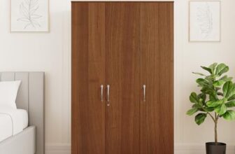 Amazon Brand – Solimo Medusa Engineered Wood Wardrobe walnut finish ,3 Doors
