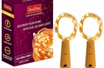 Desidiya® Bottle Lights with Cork, Mini Copper Wire, 24 LED Battery Operated String Decorative 200cm Fairy Light DIY Festive Decor for Diwali Wedding Party Decoration – Pack of 2 (Warm White)