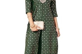 Janasya Women’s Dark Green Silk Blend Yoke Embroidered Straight Front-slit Kurta Pant Set (JAB25KB02538-XS)