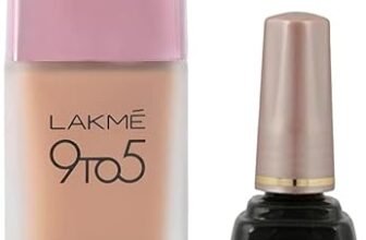 LAKMÉ 9To5 Primer + Matte Perfect Cover Liquid Foundation for combination Skin,Buildable, W240 Warm Beige, 25 Ml And Lakme Insta Eye Liner, Black, 9Ml