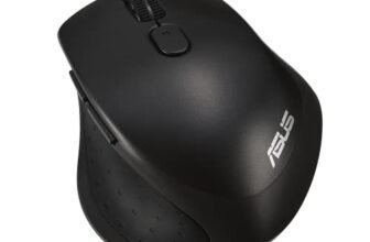 ASUS MW203 Multi-Device Wireless Silent Mouse, 2.4GHz with USB Nano Receiver, 2400 DPI Optical Tracking, 6 Buttons, Compatible with PC/Laptop – Black (MW203 (Black))