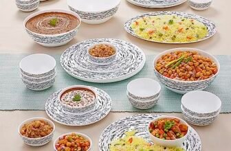 Larah By Borosil Moon Milky Way Dinner Set – 36 Pcs, Opal Glass Dinner Plates & Bowls Crockery Set for Dinning, White
