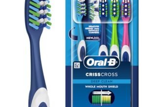 Oral-B Criss Cross Deep Clean Medium Bristles Manual Toothbrush For Adults,Tongue Cleaner, Multicolour Tooth Brush Set, Oral B Dentist Recommended Brand (Family Pack of 4)