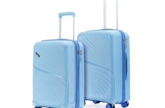 LAttitude by Provogue Meridian Set of 2 Trolley Bags Cabin + Medium Polypropylene Hard Suitcase, 8 Spinner Wheels, 2-Pocket Convipack,Recessed Number Lock for Men & Women Twilight Sea Blue/Galaxy Blue