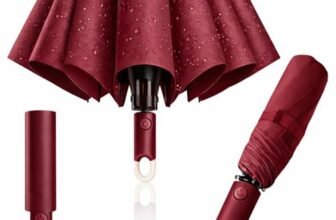 Owme UV Umbrella for Women, Mini Folding Portable 3-Fold Umbrellas | Manually Open & Close for Rain and Sun Protection, Anti-Slip Handle | Windproof Umbrlla | Chata for Rain for Men – MAROON