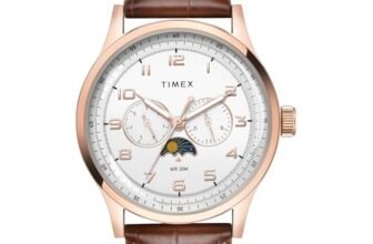 TIMEX Analog Watch for man with Grey Round Dial & Brown Leather Strap Band Water Resistant Men’s Wrist Watches – TWEG19608