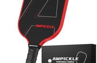 AMPICKLE Pickle Ball Paddle,Fiberglass Pickleball Paddle,Frosted Surface Pickleball Rackets, USAPA Standards，Oversized Sweet Spot Pickle Ball Paddle for Indoor Outdoor (A-Line Red)