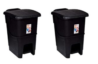 Aristo Plastic Biomedical Waste dustbin with Step-On Pedal 12 LTR (BLACK & BLACK) Combo