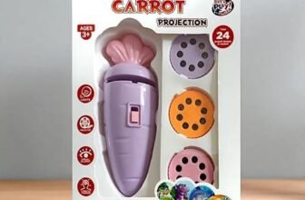 HOMOZE Carrot Projection Flashlight Toy for Kids | 2-in-1 Image Projector Torch with 24 Picture Slides | Educational Light Toy, Easy Switch Design | Fun Learning Gift for Boys & Girls Ages 3+