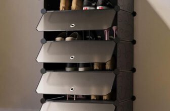 Sasimo 5-Shelf-5-Door Plastic Cubort Shoe Rack Plastic Collapsible Shoe Stand(Black, 5 Shelves, DIY(Do-It-Yourself))