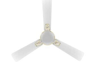 Crompton PREMION AURA2 DESIGNER 3D LOTUS DESIGN ANTIDUST1200 mm (48 inch) Ceiling Fan (Pearl White Gold) Star rated energy efficient fans