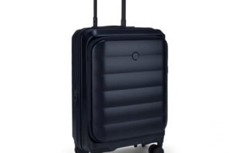 F Gear Valencia 54cm Small German Makrolon Polycarbonate, Front-Opening Hard Luggage | 8 Super Silent 360° Spinner Wheels, Cabin Suitcase for Travel | Expandable, Lightweight, TSA Lock | Navy