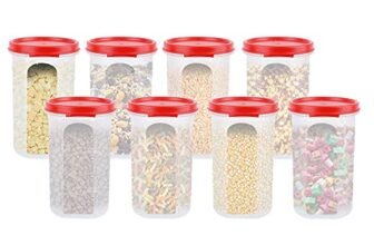 Cutting EDGE 585ML Smart Slim Storage Airtight Container-Red,Set of 8