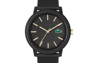 Lacoste Men Analogue 12.12 Qtz Basic Black Round Dial Watch|Black Silicone Material|Multi Color Band – 2011233