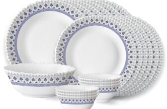 Larah by Borosil Ocean Fluted Series Opalware Dinner Set | 19 Pieces for Family of 6 | Microwave & Dishwasher Safe | Bone-Ash Free | Crockery Set for Dining & Gifting | Plates & Bowls | White