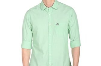 U.S. POLO ASSN. Men’s Solid Spread Collar Premium Cotton Tailored Fit Shirt (USSHTR0004_Green_S)