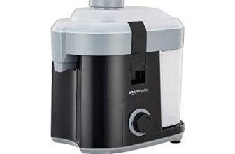 amazon basics 450 W CENTRIFUGAL JUICER WITH PUSHER | REMOVABLE PULP CONTAINER | SS MESH FILTER & 3 SPEED SETTINGS I FOR JUICING FRUITS | VEGITABLES & MORE | ISI-MARKED | BLACK 450 Watts