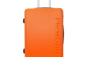 Mewtour 20 Inch Orange ABS Zippered Luggage Set, Lightweight with Telescopic Handle, 360° Spinner Wheels, TSA Lock Suitcase