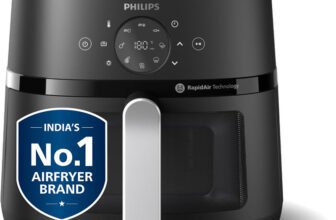 PHILIPS NA231/00 with touch panel & Cooking window, uses up to 90% less fat, 1700W, with Rapid Air Technology Air Fryer(6.2 L)