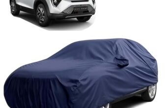Sulfar 100% Water Resistant Car Body Cover Compatible with Mirror for Mahindra XUV 3XO EV (Triple Stitched, Full Bottom Elastic, Navy Blue)