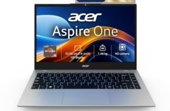 Acer Smartchoice Aspire One, AMD Ryzen 5-40,Office 2024 + M365 Basic, 8GB LPDDR5 RAM/ 512GB SSD, 14.0″/35.56cm WXGA Display, Win 11 Home, Pure Silver, 1.48KG, A114-43, Thin and Light Laptop