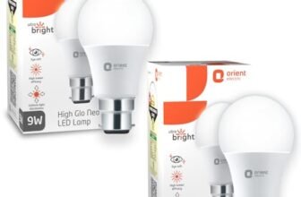 Orient Electric 9W High Glow LED bulb| 180-degree wide beam angle| Voltage surge protection up to 4 kV| 6500K, Cool White| B22d base| Made in India| Pack of 2