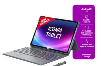 Acer Iconia Tab11 with Stylus & Keyboard | 11.45″ | 2.2K IPS Display, 450 Nit | Quad Speakers | 8GB + 256 GB (Expandable) | Wi-Fi + (Calling) | Fingerprint Reader| Slim Metal Body| Blue