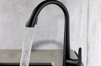 BANZER Kitchen Faucet Pull Out Kitchen Tap Single Hole 360° Rotatable Degree Kitchen Shower Faucet Black for Hot & Cold Water