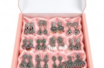 ZEVRA LUXURY Oxidised Desi-Vibes-jumka Earrings Combo Set for Women & Girls | 12 Pairs Traditional Boho Ethnic Earrings | Multicolour Beads & Pearl Drop Earrings | Indian Jewellery for Festive, Navratri & Ethnic Wear