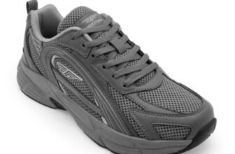 Red Tape Men’s Sneakers Grey Mesh Pu Round Toe Lace-Up, 8 UK