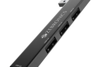 ZEBRONICS 210HB, 4 in 1 USB Hub, USB 3.0, 4 USB Ports, Speeds Upto 5 Gbps, Metal Body, for Mac | Laptops