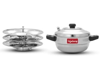 Lifelong Idli Cooker 3 Plate | 12 idlis | Stainless Steel Idli Cooker, Induction and Gas Stove Compatible Idli Maker (LLIDCKR03, Steel Silver)