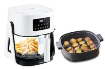 Acerpure Air Fryer | 100% Glass Bowl | 90% Less Oil | 5.5L Air Fryer + 2.5L Cooking Pot | Air Fry, Toast, Reheat, Grill, Cook | 360° TurboHeat Technology | Preset Modes | 1500 Watts | White