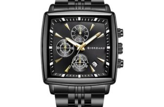 Giordano Multi Function Watch for Men with Square Dial, Stainless Steel Strap and Date Display