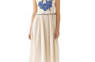 PURVAJA Women’s Fit & Flared Midi Sleeveless Square Solid Dress [PU-120-01-S] Off White