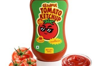 Gladful Tomato Ketchup for kids | 33% Concentrated Tomato Paste | No Refined Sugar | No Preservatives | Sweetened with Kachi Khand | Kids Tomato Sauce | Sandwich, Fries & Snacks Dip | 320g