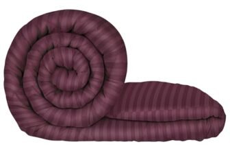 MollisHomes Comforter Double Bed | 180GSM | Microfiber Blanket | Duvet 150X 225cm | AC Comforter Double Bed | Reversible Dohar | Maroon | Stripes Pattern |Perfect Festive Gifting
