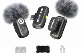 Hollyland Lark A1 Mini Duo Wireless Lavalier Microphone, 48kHz/24-bit Audio, 3-Level Noise Cancellation, 200m Range, Clip-On Mic for iPhone 15/16, Android, YouTube, Podcast & Vlog