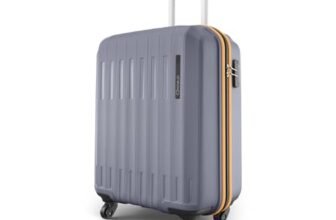Safari Genius Alley 55cm Cabin Trolley Bag Hard Case Polypropylene, 4 Spinner Wheels, 360 Degree Wheeling Carry on Luggage, Travel Bag, Suitcase, Trolley Bags, Flintstone Softline (Grey)